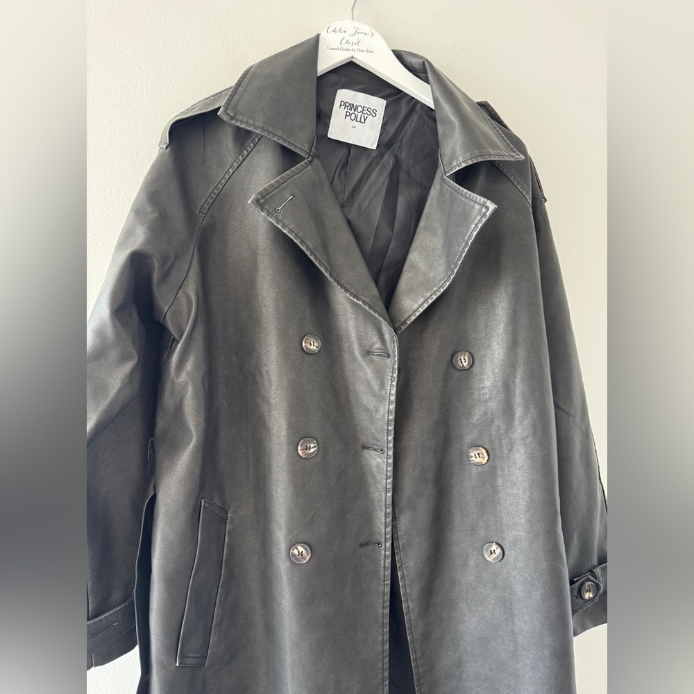 PRINCESS POLLY Day To Night Faux Leather Black Jacket M/L - Picture 7 of 8